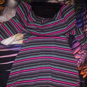 Striped cowl neck